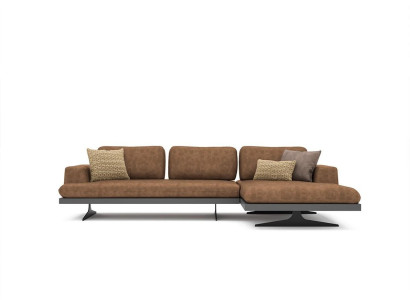 Corner sofa L-shape Relax Living room Brown Leather Sofa Upholstered furniture Corner Suite